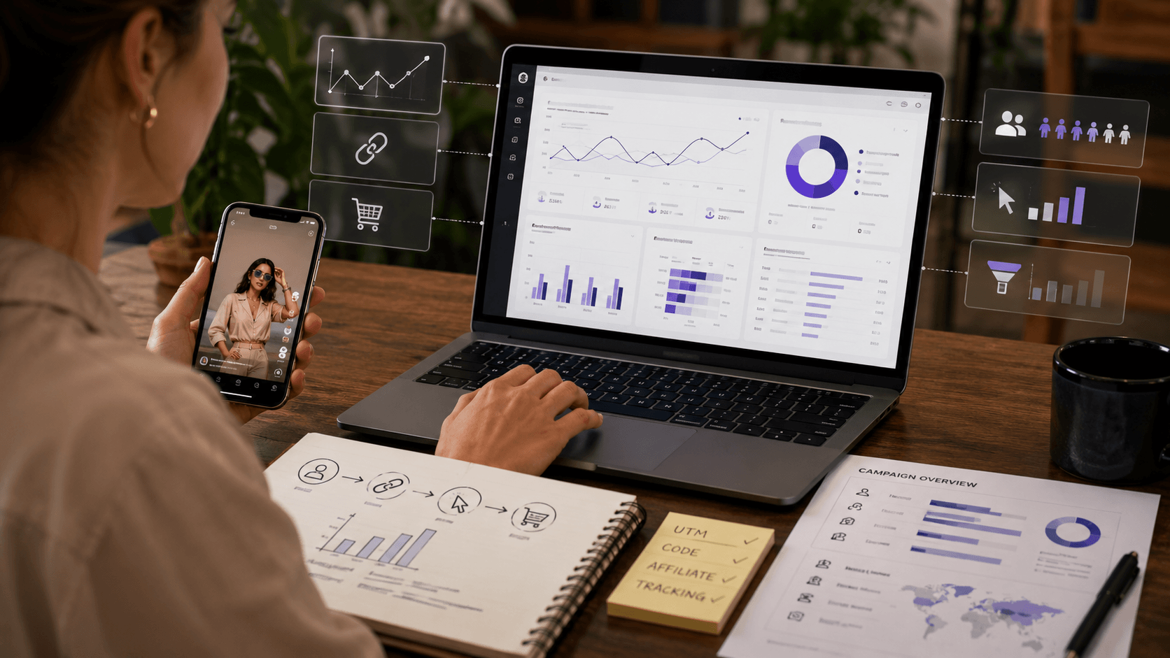 Cómo medir una campaña de influencer marketing Panel de analítica para medir alcance, clics, conversiones y resultados de influencer marketing